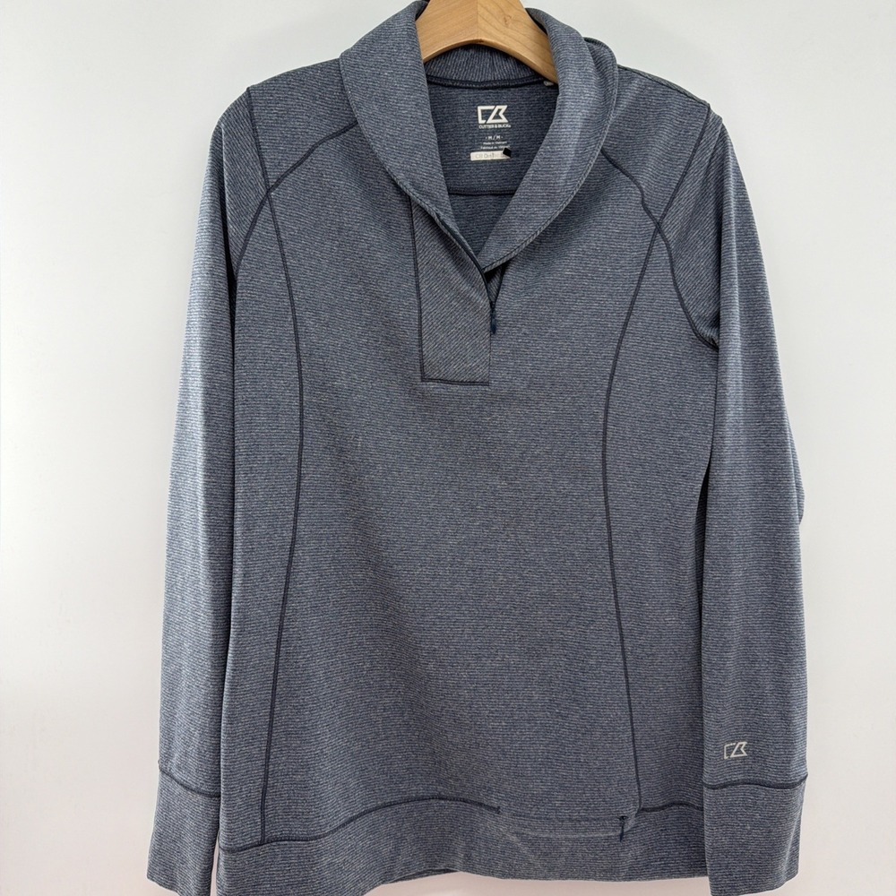 Cutter & Buck CB Windtec Navy Blue Women Long Sleeve Pullover 1/4 Zip Excellent